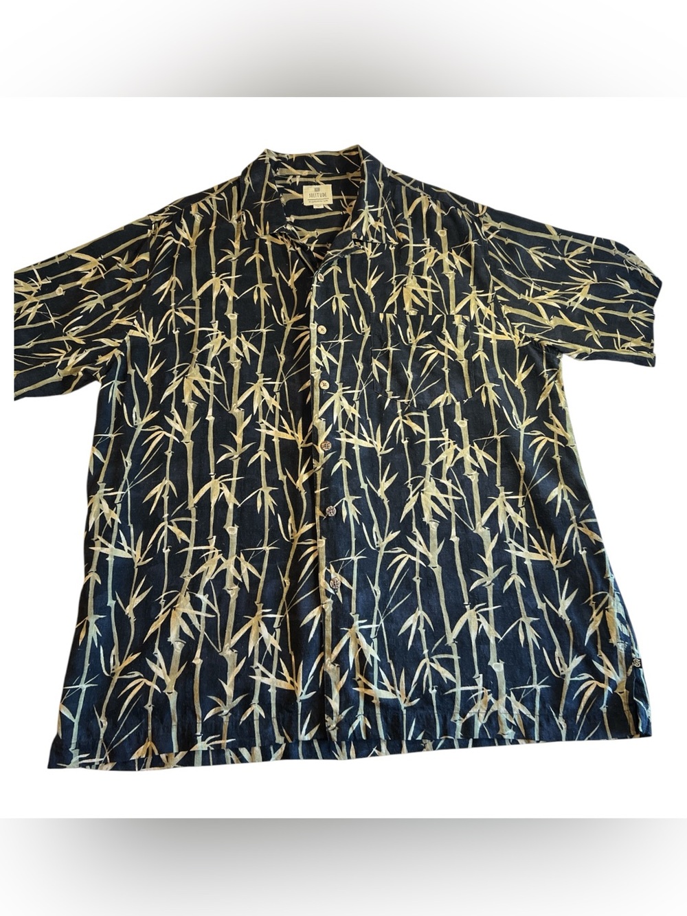Vintage Solitude Mens Hawaiian Shirt Size XL Beige Floral Short Sleeve Button Up